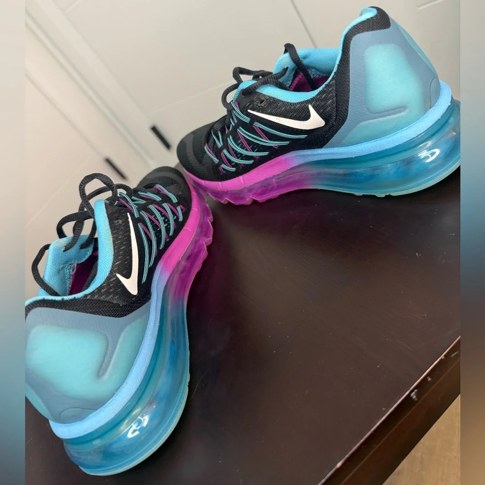 Ladies Nike Air Max Black with Pink and Blue Accents - Picture 5 of 8